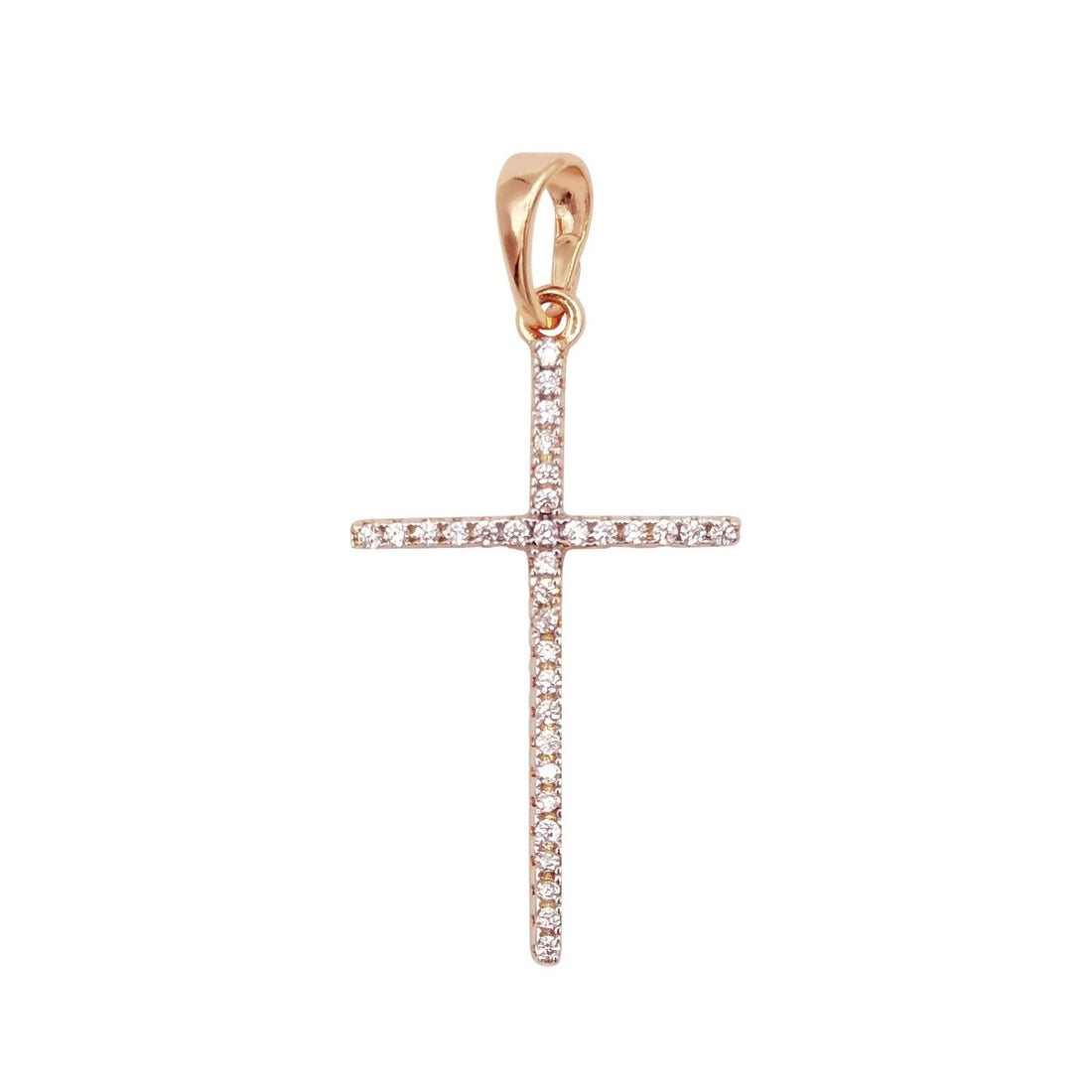 White, 14K Gold Filled Minimalist 34mm Micro Paved CZ Latin Religious Cross Pendant H-018  H-136 I-010