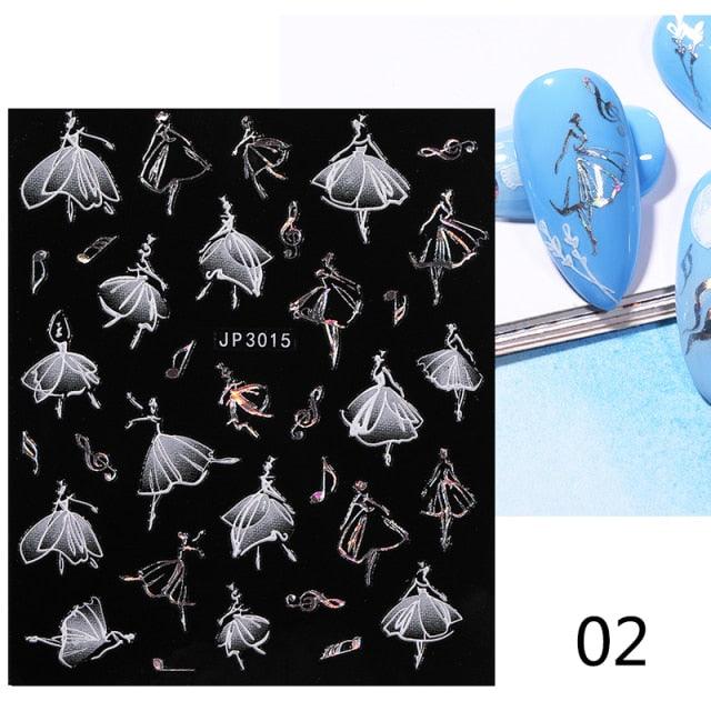 White Embossed Flower Lace Sticker Decal Wedding Nail Art Designs Floral Butterfly Japanese Manicures Nail Decoration Metallic Curve Strip Line Nail Decal Self-Adhesive 3D Wave Design Decoration for Women Girls Adhesive Striping Tape Nail Art Stickers