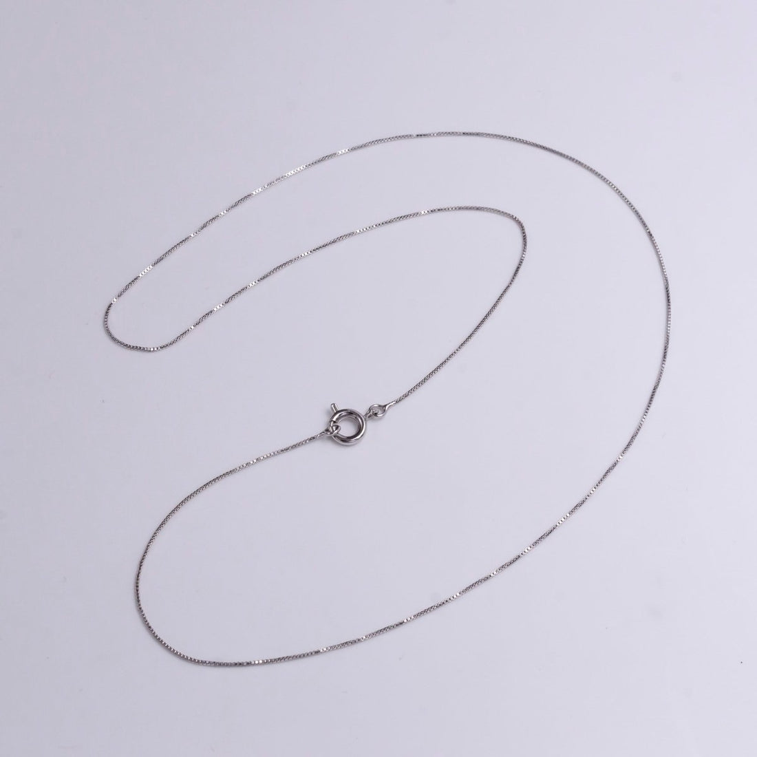 White Gold Filled 0.5mm Dainty Box Chain 17.5 Inch Chain Necklace | WA-1908 Clearance Pricing