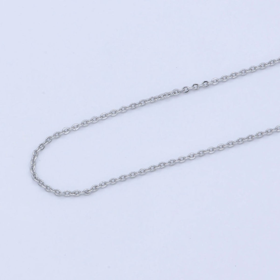 White Gold Filled 0.8mm Dainty Rolo Cable 16 Inch Choker Necklace w. Extender | WA-239 Clearance Pricing
