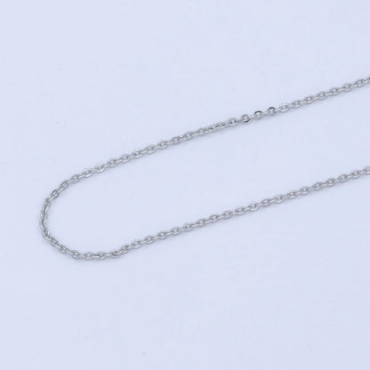 White Gold Filled 0.8mm Dainty Rolo Cable 16 Inch Choker Necklace w. Extender | WA-239 Clearance Pricing