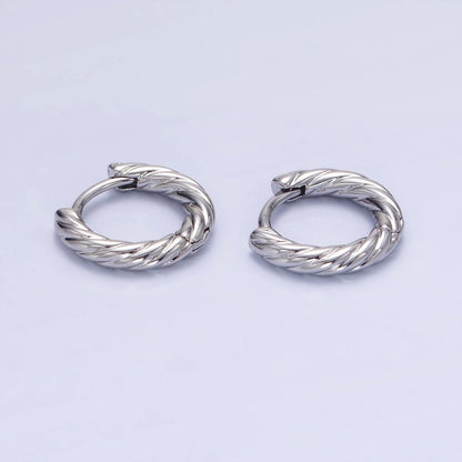 White Gold Filled 10mm Croissant Twisted Cartilage Minimalist Huggie Earrings | AB1268