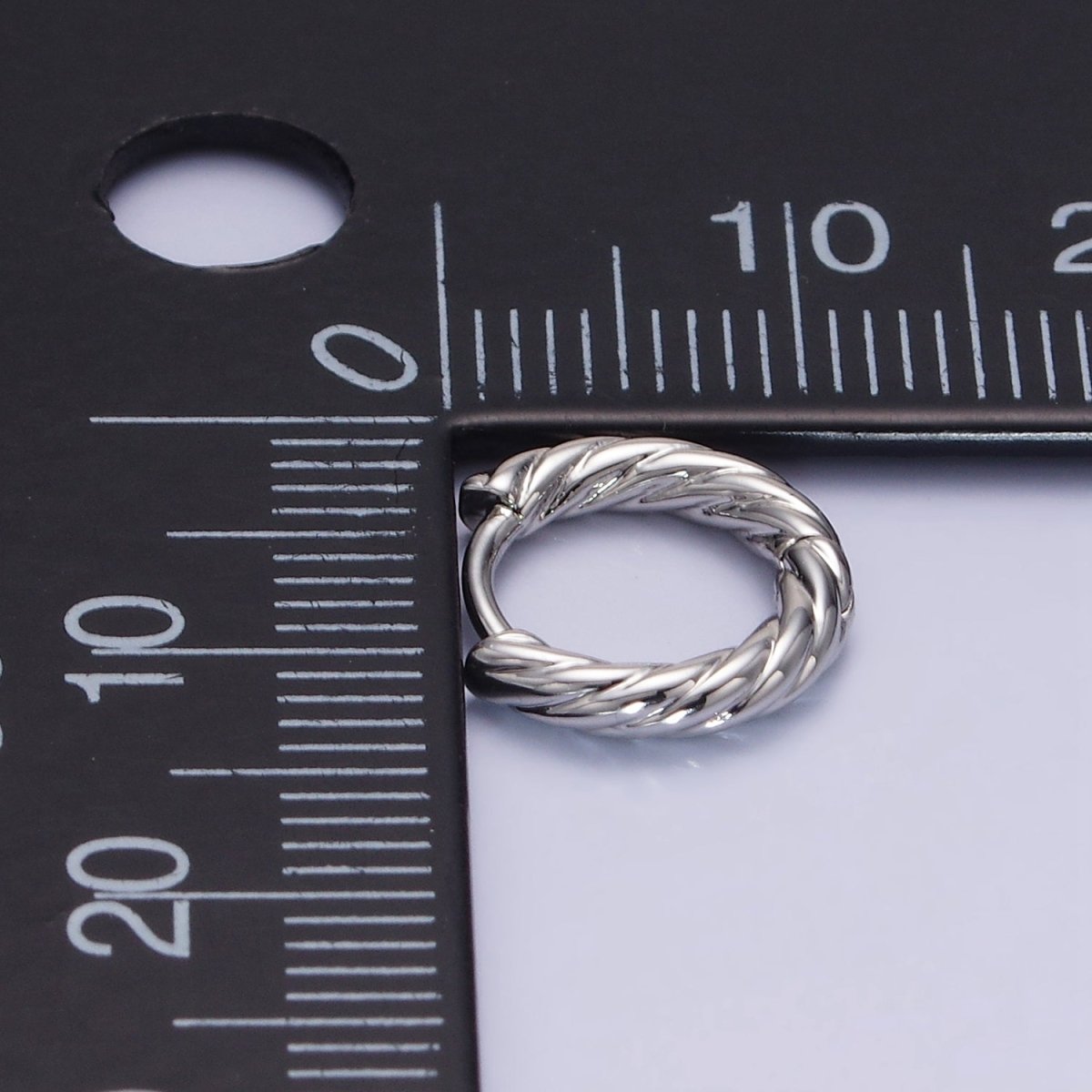 White Gold Filled 10mm Croissant Twisted Cartilage Minimalist Huggie Earrings | AB1268