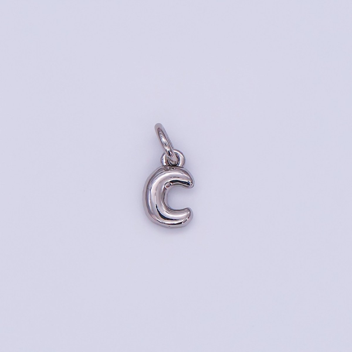 White Gold Filled 10mm Initial Letter Chubby Balloon Mini Charm | A029 - A041