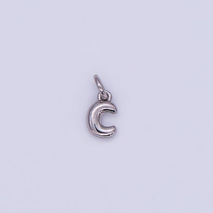 White Gold Filled 10mm Initial Letter Chubby Balloon Mini Charm | A029 - A041