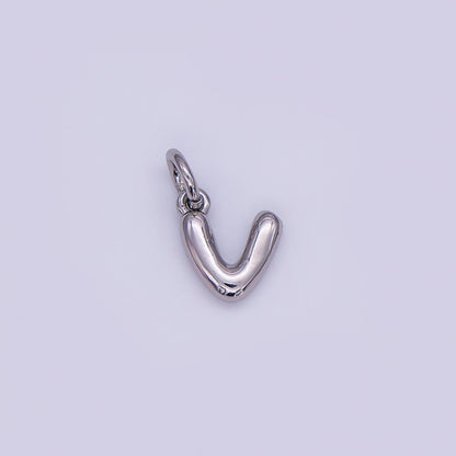 White Gold Filled 10mm Initial Letter Chubby Balloon Mini Charm | A029 - A041