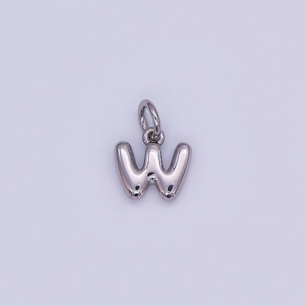 White Gold Filled 10mm Initial Letter Chubby Balloon Mini Charm | A029 - A041