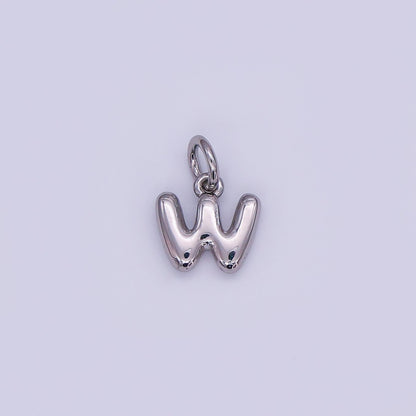 White Gold Filled 10mm Initial Letter Chubby Balloon Mini Charm | A029 - A041