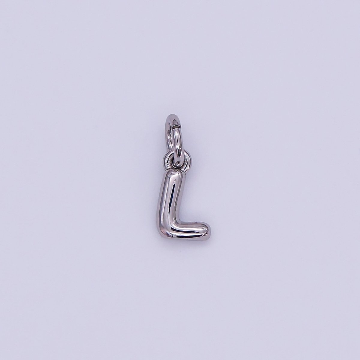 White Gold Filled 10mm Initial Letter Chubby Balloon Mini Charm | A029 - A041