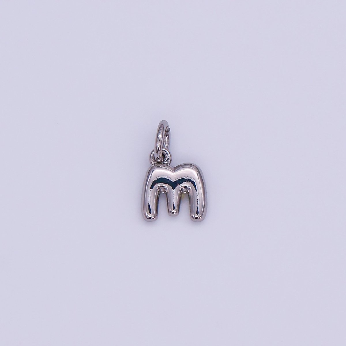 White Gold Filled 10mm Initial Letter Chubby Balloon Mini Charm | A029 - A041