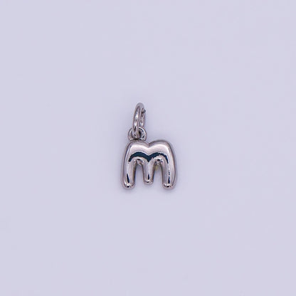 White Gold Filled 10mm Initial Letter Chubby Balloon Mini Charm | A029 - A041