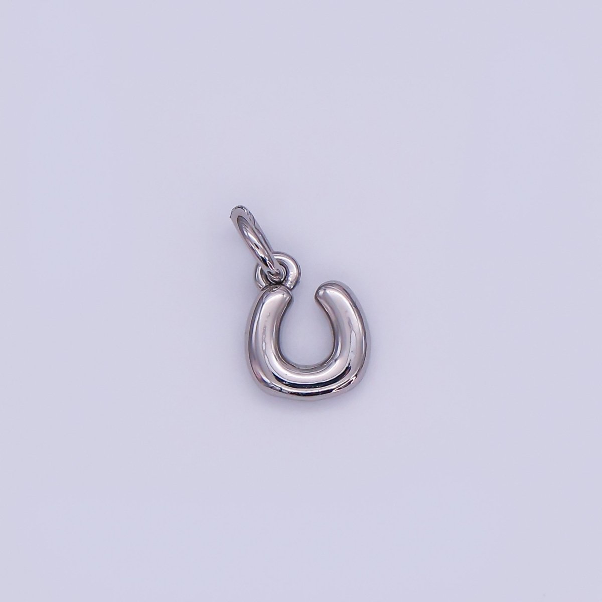 White Gold Filled 10mm Initial Letter Chubby Balloon Mini Charm | A029 - A041