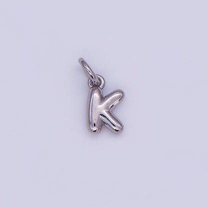 White Gold Filled 10mm Initial Letter Chubby Balloon Mini Charm | A029 - A041