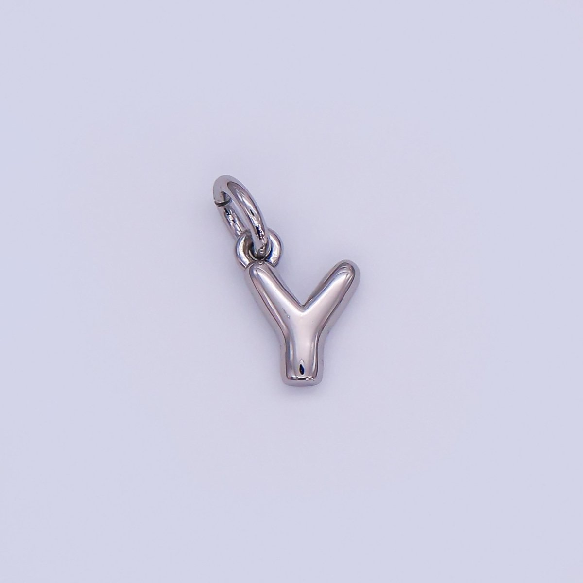 White Gold Filled 10mm Initial Letter Chubby Balloon Mini Charm | A029 - A041