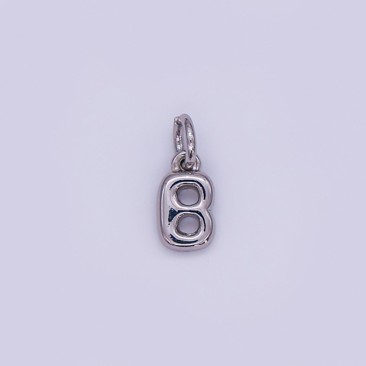 White Gold Filled 10mm Initial Letter Chubby Balloon Mini Charm | A029 - A041