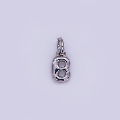 White Gold Filled 10mm Initial Letter Chubby Balloon Mini Charm | A029 - A041