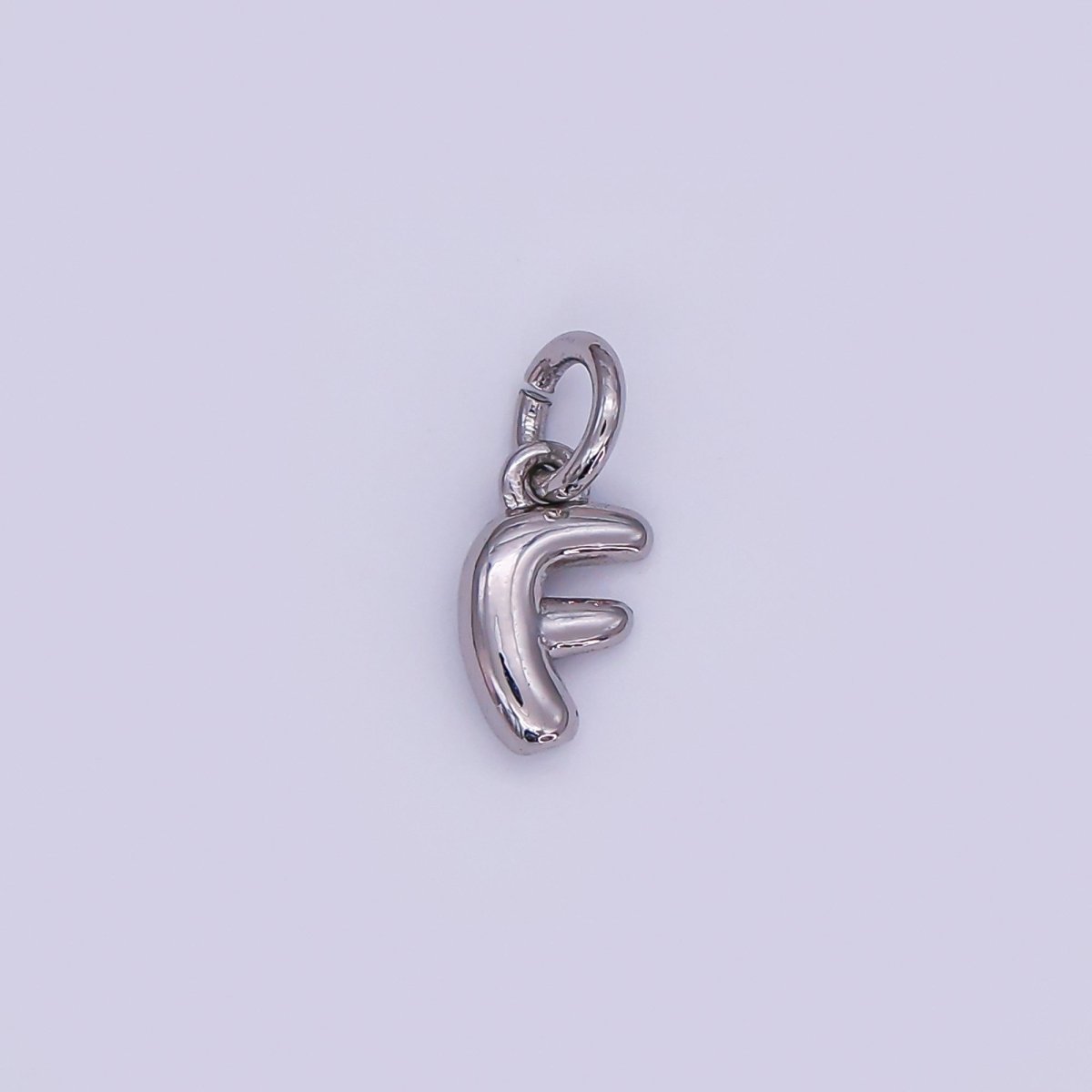 White Gold Filled 10mm Initial Letter Chubby Balloon Mini Charm | A029 - A041
