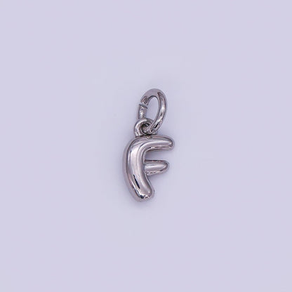 White Gold Filled 10mm Initial Letter Chubby Balloon Mini Charm | A029 - A041