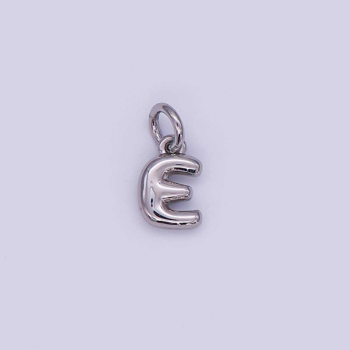White Gold Filled 10mm Initial Letter Chubby Balloon Mini Charm | A029 - A041