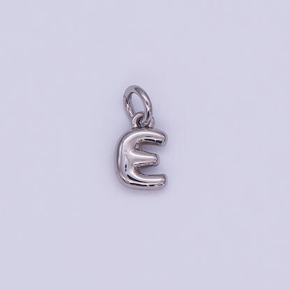 White Gold Filled 10mm Initial Letter Chubby Balloon Mini Charm | A029 - A041