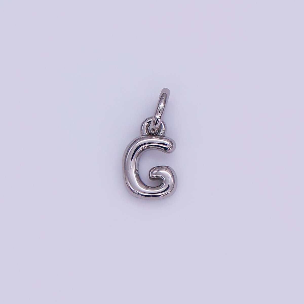 White Gold Filled 10mm Initial Letter Chubby Balloon Mini Charm | A029 - A041