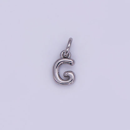White Gold Filled 10mm Initial Letter Chubby Balloon Mini Charm | A029 - A041