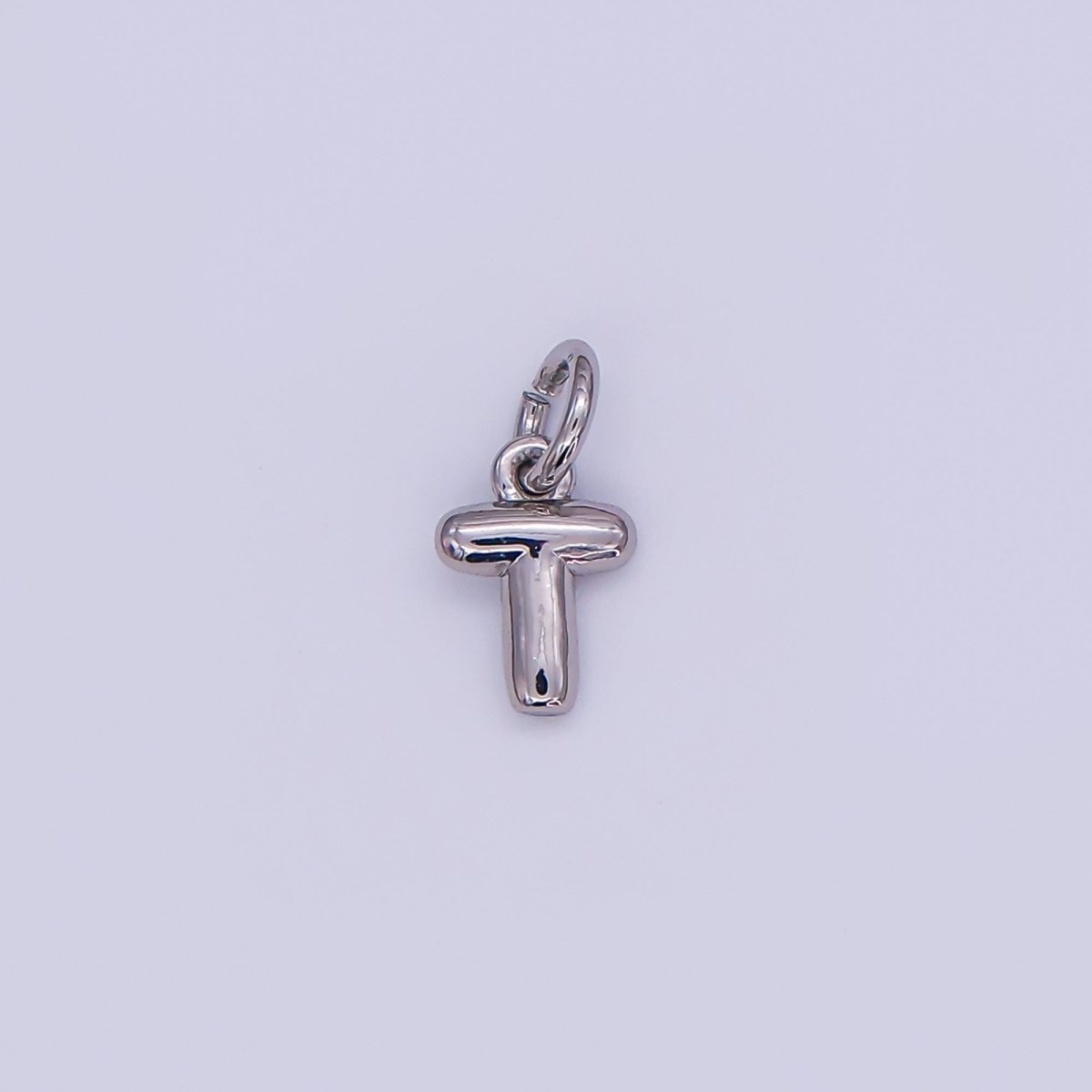 White Gold Filled 10mm Initial Letter Chubby Balloon Mini Charm | A029 - A041