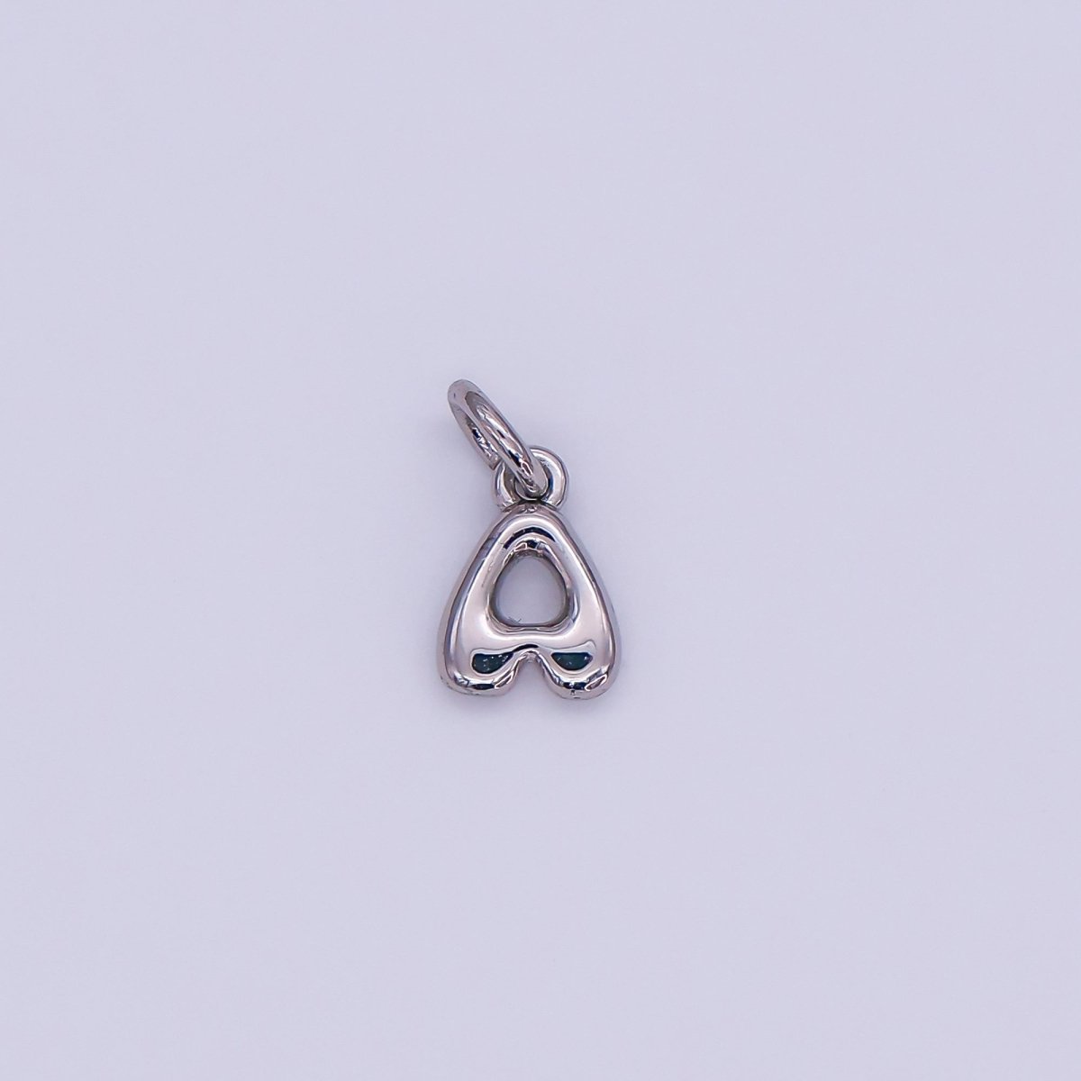 White Gold Filled 10mm Initial Letter Chubby Balloon Mini Charm | A029 - A041