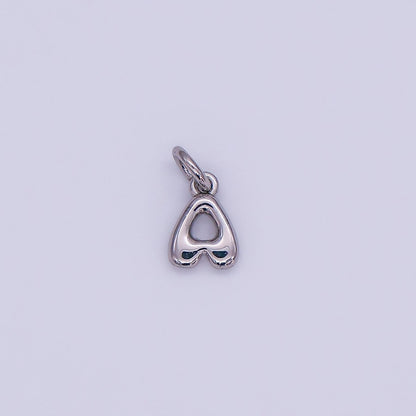 White Gold Filled 10mm Initial Letter Chubby Balloon Mini Charm | A029 - A041