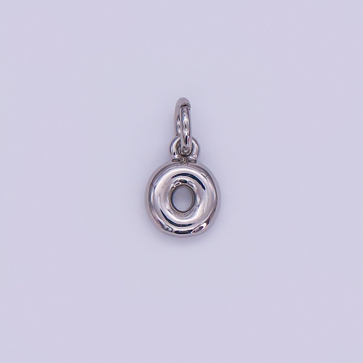 White Gold Filled 10mm Initial Letter Chubby Balloon Mini Charm | A029 - A041