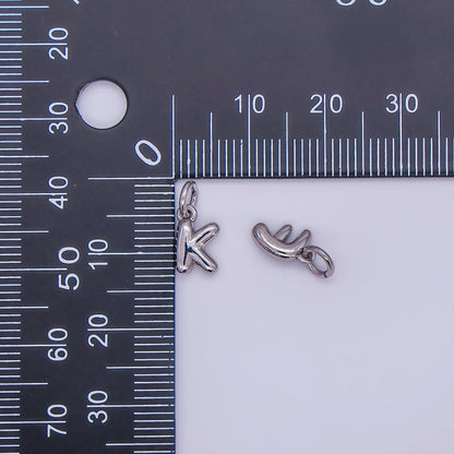 White Gold Filled 10mm Initial Letter Chubby Balloon Mini Charm | A029 - A041