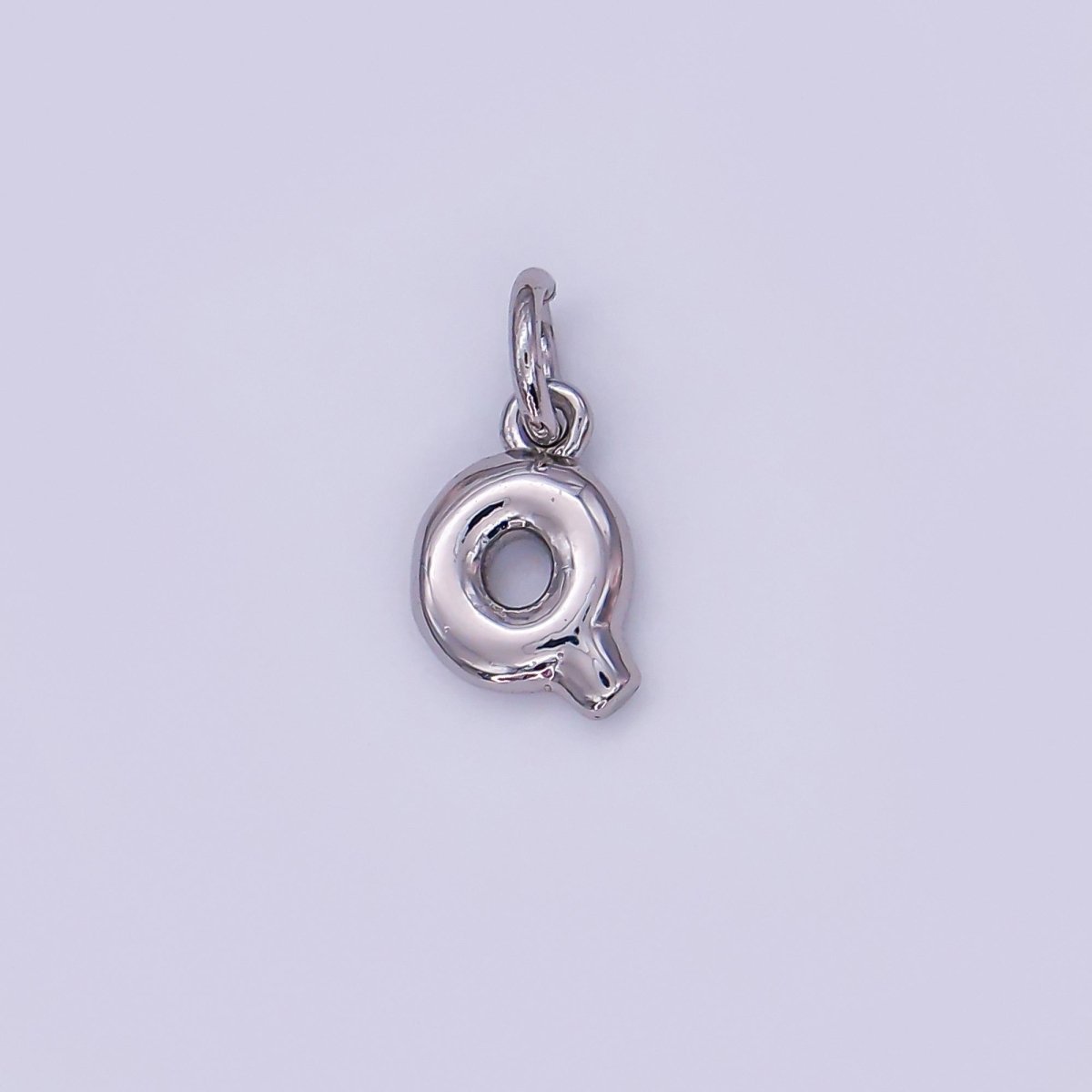 White Gold Filled 10mm Initial Letter Chubby Balloon Mini Charm | A029 - A041