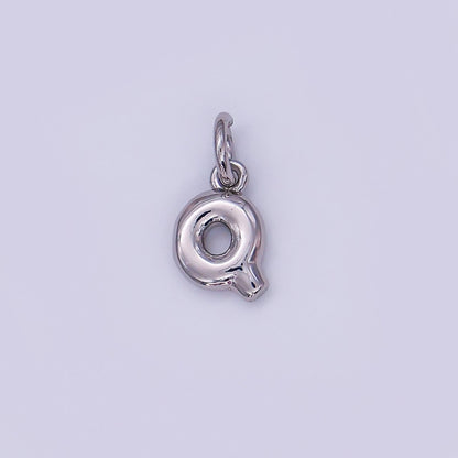 White Gold Filled 10mm Initial Letter Chubby Balloon Mini Charm | A029 - A041