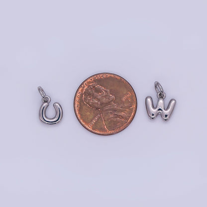 White Gold Filled 10mm Initial Letter Chubby Balloon Mini Charm | A029 - A041