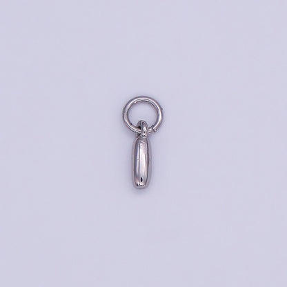 White Gold Filled 10mm Initial Letter Chubby Balloon Mini Charm | A029 - A041