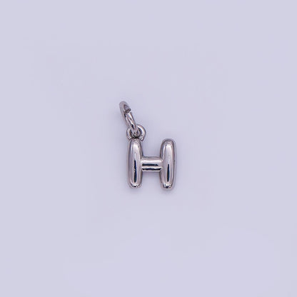 White Gold Filled 10mm Initial Letter Chubby Balloon Mini Charm | A029 - A041