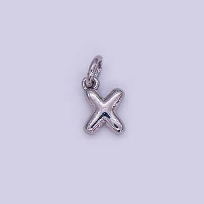 White Gold Filled 10mm Initial Letter Chubby Balloon Mini Charm | A029 - A041