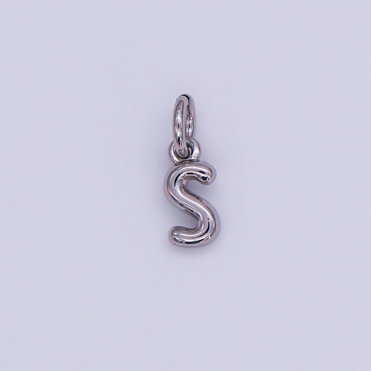White Gold Filled 10mm Initial Letter Chubby Balloon Mini Charm | A029 - A041