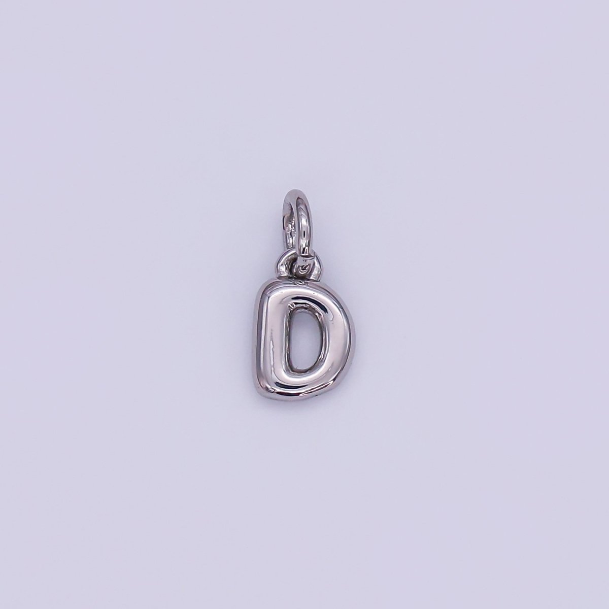 White Gold Filled 10mm Initial Letter Chubby Balloon Mini Charm | A029 - A041