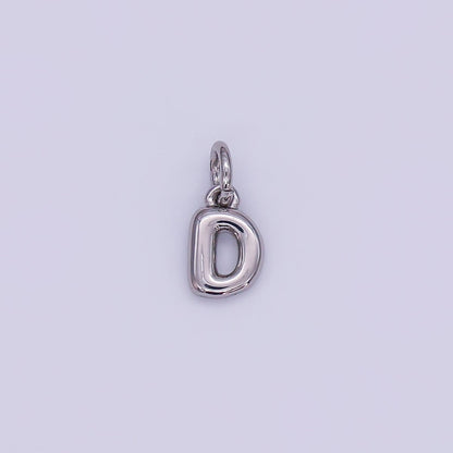 White Gold Filled 10mm Initial Letter Chubby Balloon Mini Charm | A029 - A041