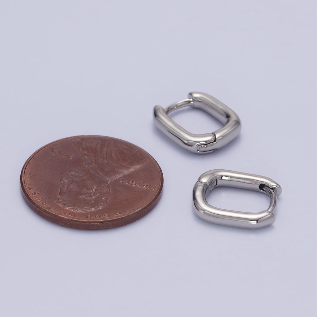 White Gold Filled 11mm Oblong Cartilage Minimalist Huggie Earrings | AB1267