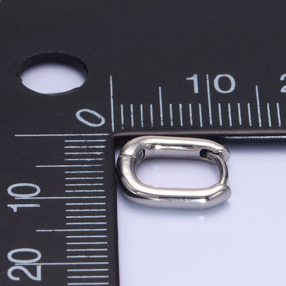 White Gold Filled 11mm Oblong Cartilage Minimalist Huggie Earrings | AB1267
