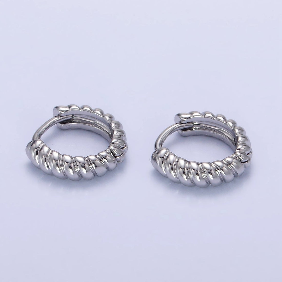 White Gold Filled 12mm Croissant Cartilage Minimalist Huggie Earrings | AB1269