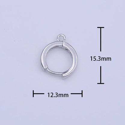 White Gold Filled 12mm Mini Silver Huggie Open Loop Earrings Supply | K-209