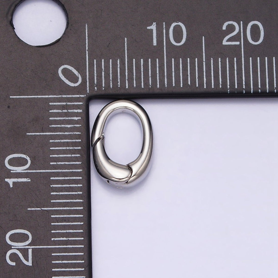 White Gold Filled 12mm Push Oval Spring Gate Ring Jewelry Supply | Z-403