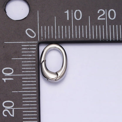 White Gold Filled 12mm Push Oval Spring Gate Ring Jewelry Supply | Z-403