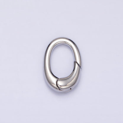 White Gold Filled 12mm Push Oval Spring Gate Ring Jewelry Supply | Z-403