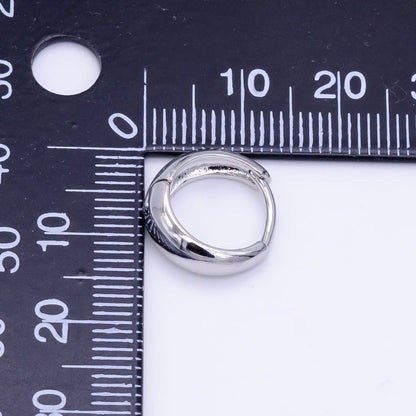 White Gold Filled 13mm Minimalist Dome Huggie Earrings | AB1180