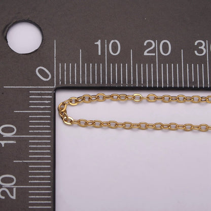 White Gold Filled 1.4mm Dainty Cable Chain 16 Inch Choker Chain Necklace w. Extender | WA-439
