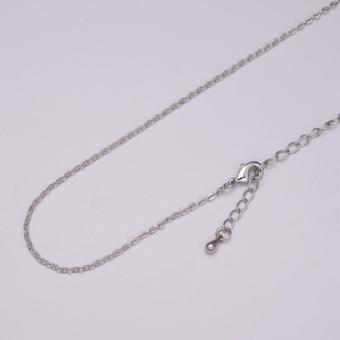 White Gold Filled 1.4mm Dainty Cable Chain 16 Inch Choker Chain Necklace w. Extender | WA-439